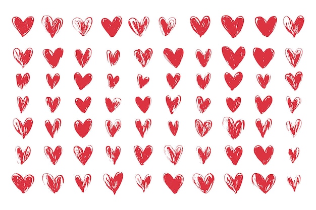 Conjunto de corazones en color rojo Iconos de corazones rojos Conjunto vectorial de corazones de diferentes formas para la web