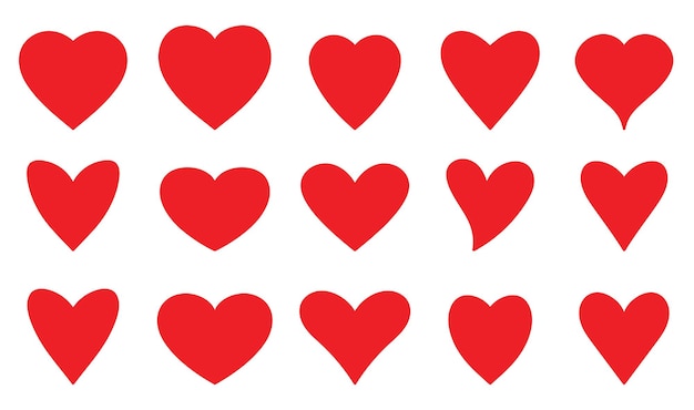 Conjunto de corazones en color rojo