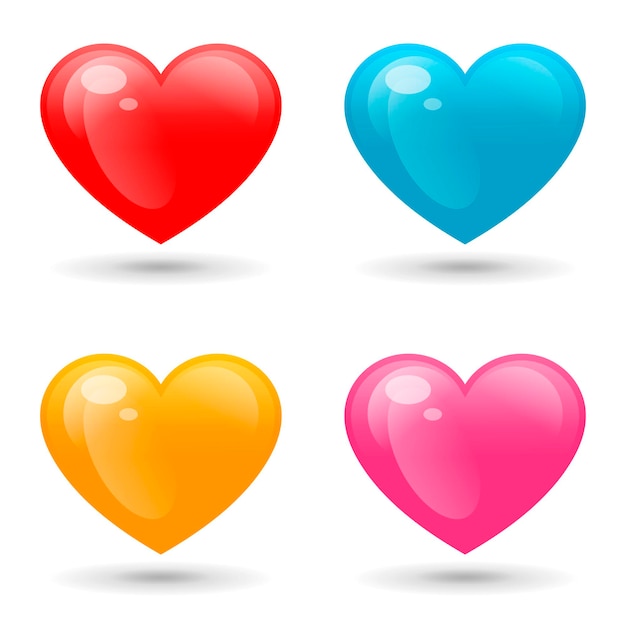 Vector conjunto de corazones de colores