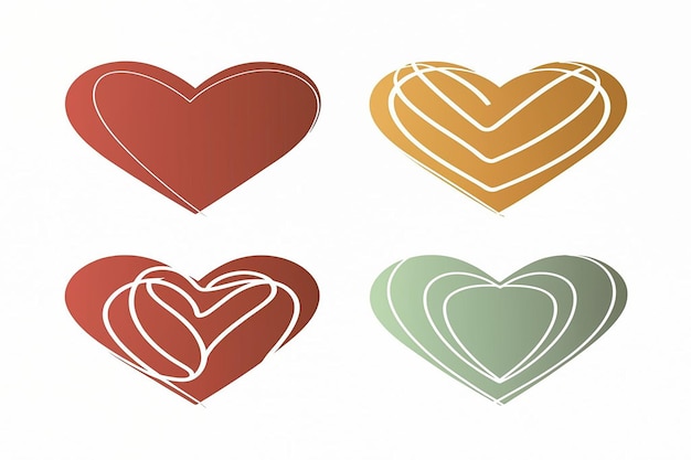 un conjunto de corazones con un corazón marrón y verde en la parte inferior