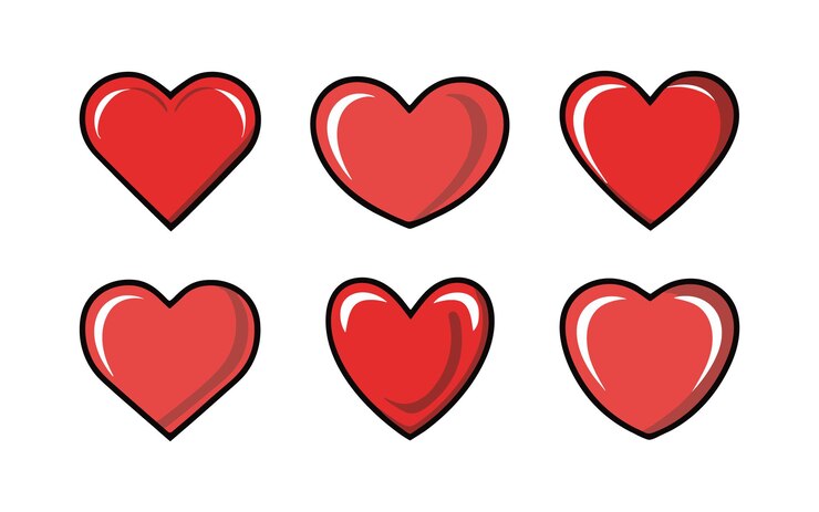 un conjunto de corazones con un corazón rojo en la parte superior