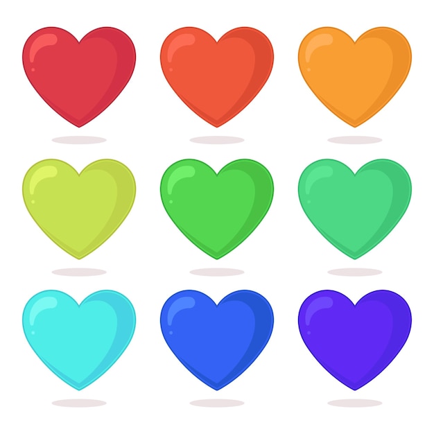 El conjunto de corazones multicolores vectorart