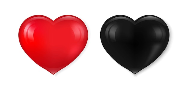 Vector conjunto de corazones rojos y negros