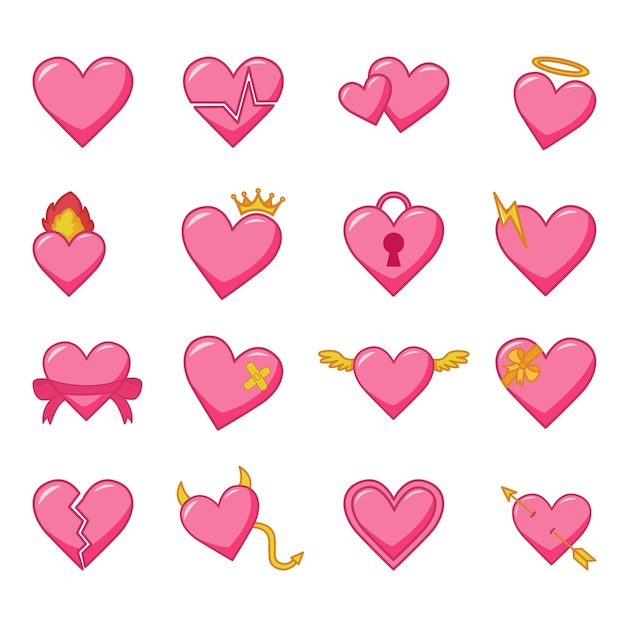 Conjunto de corazones rosados