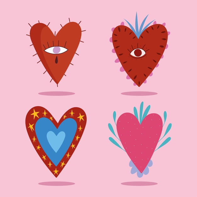 Vector conjunto de corazones