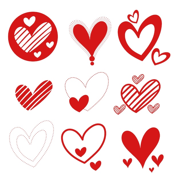 Vector conjunto de corazones