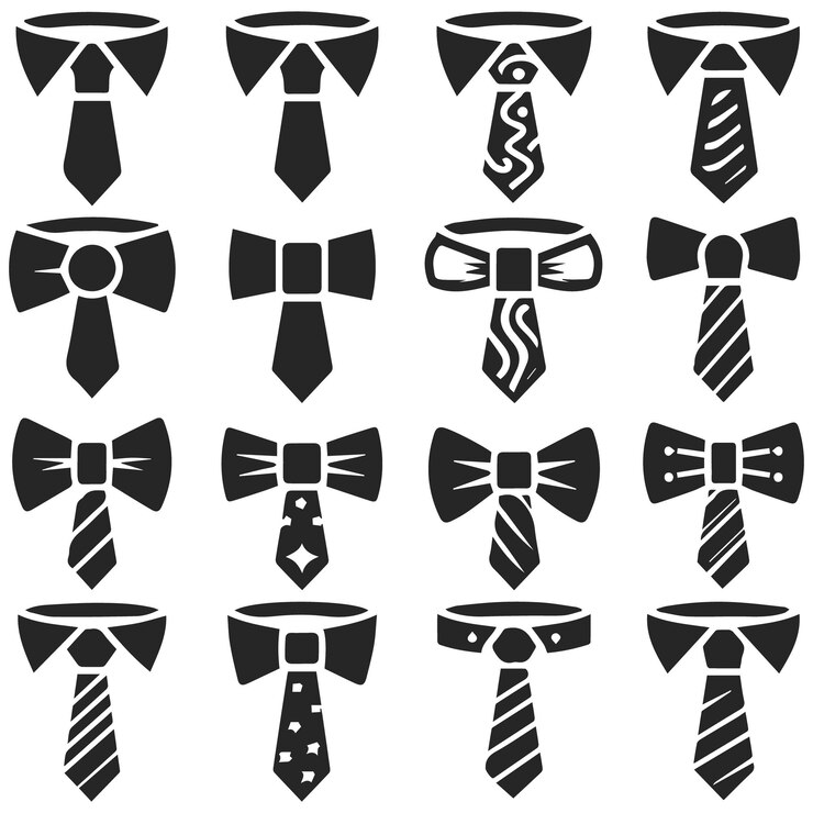 Vector conjunto de corbatas y pajaritos