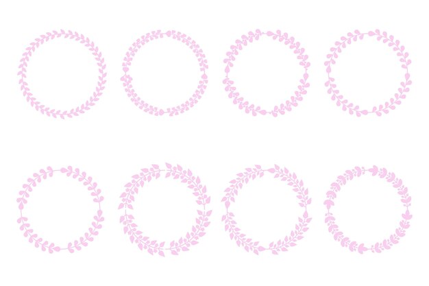 Conjunto de corona de marco de círculo de Pascua con ramas Ilustración vectorial