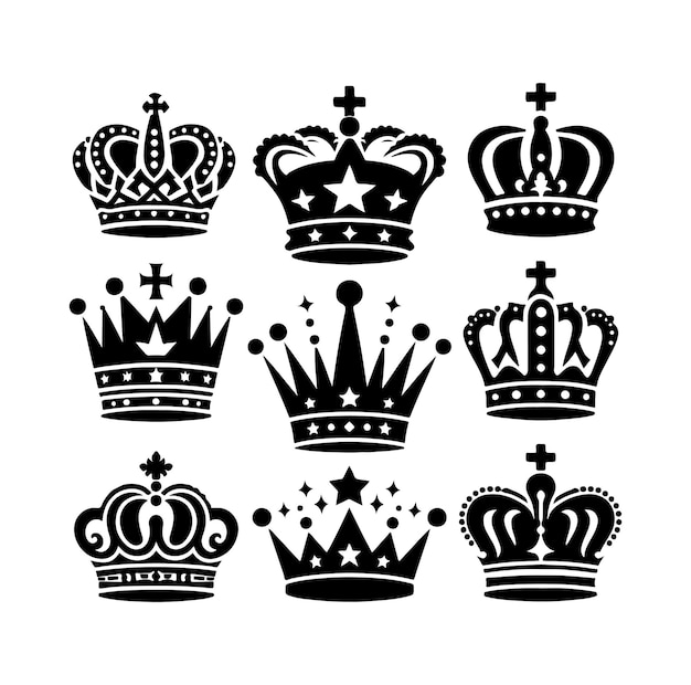 conjunto de la corona de los reyes icono ilustración estilo silueta
