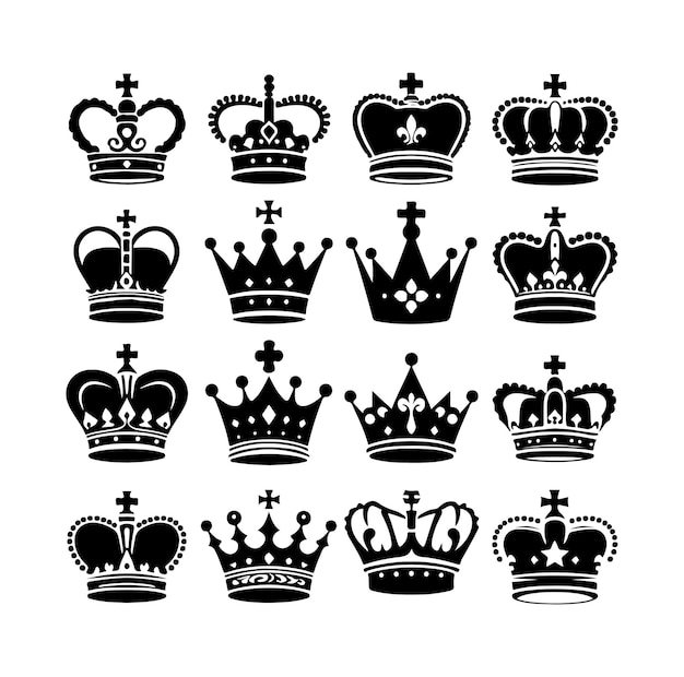 conjunto de la corona de los reyes icono ilustración estilo silueta