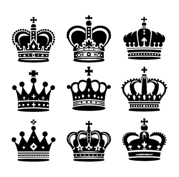 conjunto de la corona de los reyes icono ilustración estilo silueta