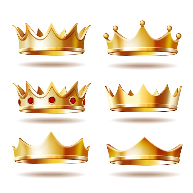 Vector conjunto de coronas doradas para rey