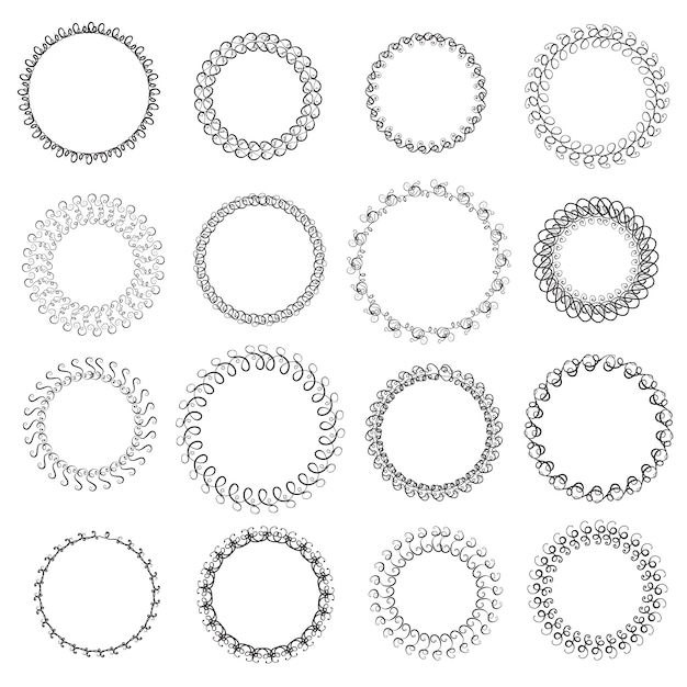Conjunto de coronas gráficas. Ilustración vectorial