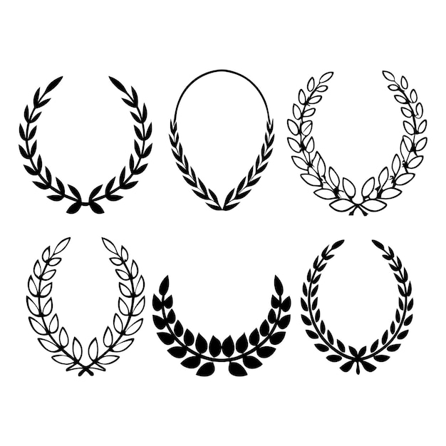 Conjunto de coronas de laurel Elementos de diseño vectoriales