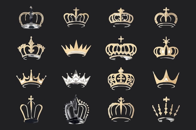 Conjunto de coronas de siluetas Colección de diseño de vectores de ilustración