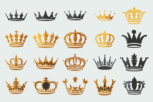 Conjunto de coronas de siluetas Colección de diseño de vectores de ilustración