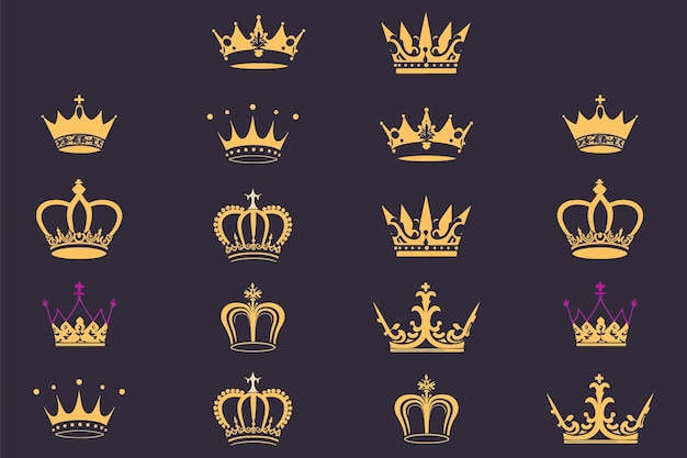 Conjunto de coronas de siluetas Colección de diseño de vectores de ilustración
