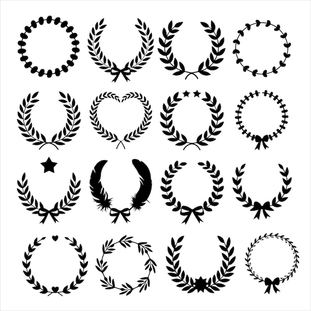 conjunto de coronas vectoriales silueta de Navidad