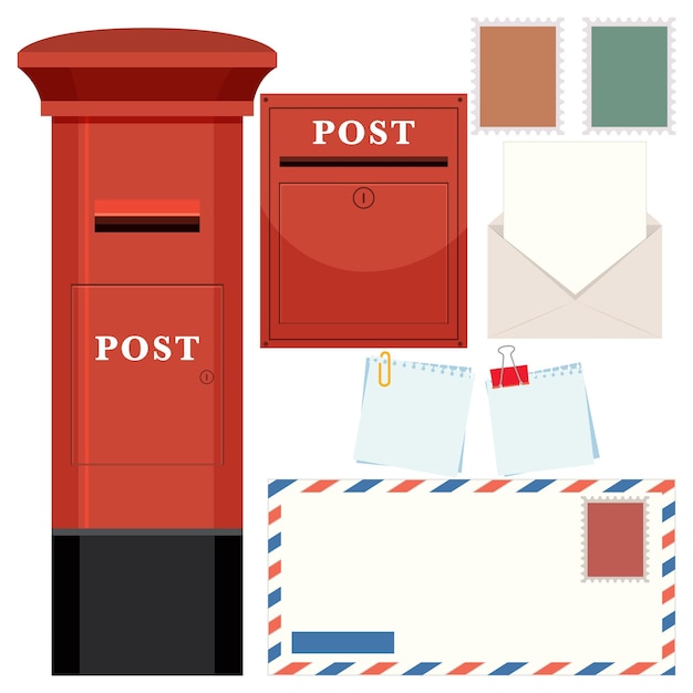 Vector conjunto, de, correo, y, poste, símbolo