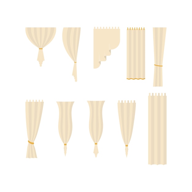 Un conjunto de cortinas cortinas Estilo de dibujos animados aislado