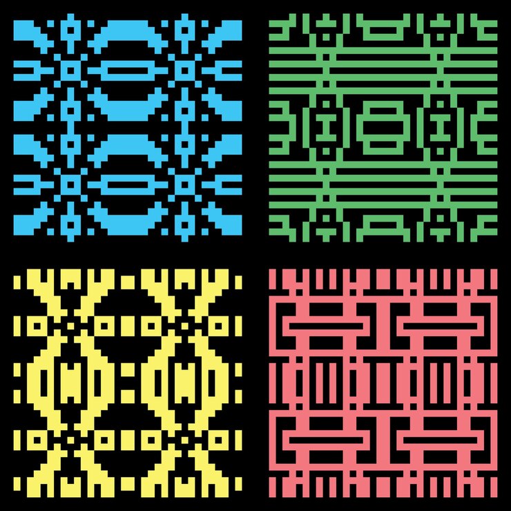 Vector conjunto sin costuras de píxeles abstracto patrón colorido