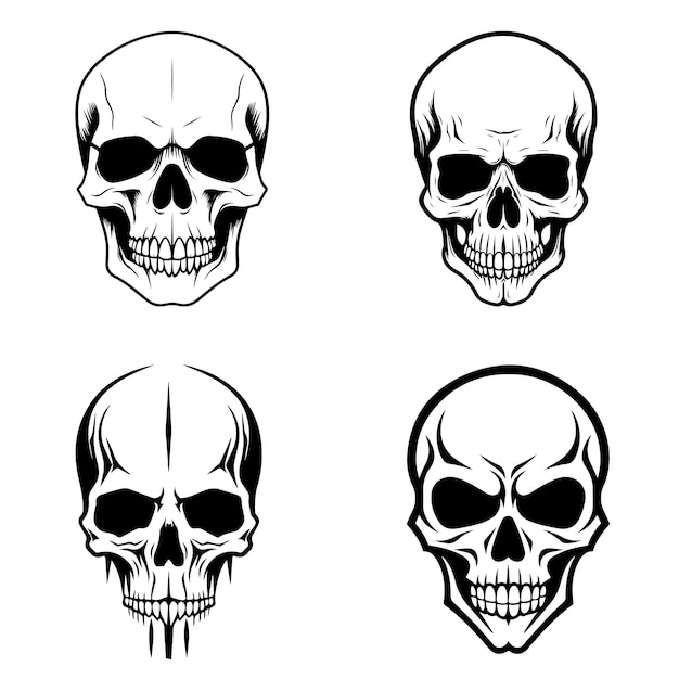 conjunto de cráneos de azúcar dibujados a mano ilustración vectorial generativa ai