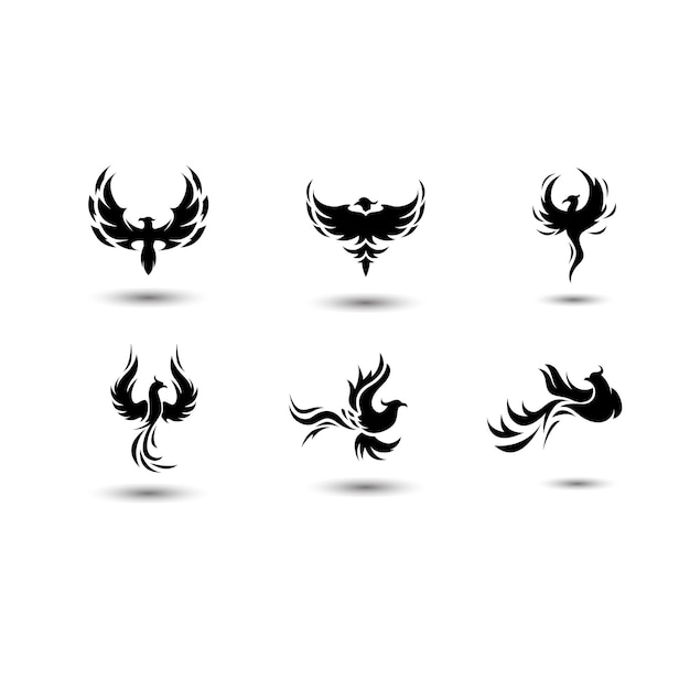 Conjunto creativo del logotipo del vector de aves hoenix