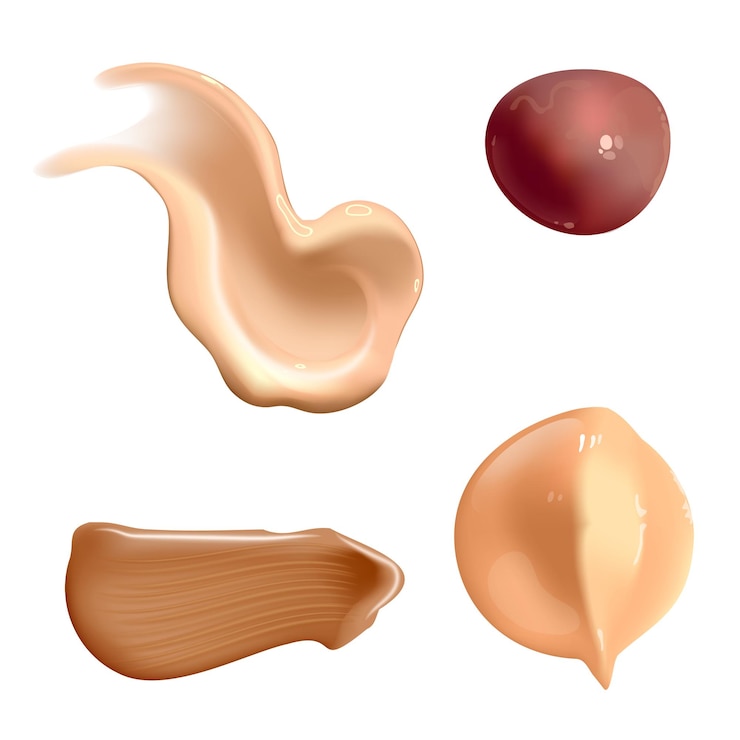 Vector conjunto de crema cosmética realista mancha tóner para la piel de diferentes colores corporales loción ...