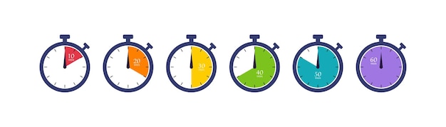 Vector conjunto de cronómetro cuenta atrás el tiempo