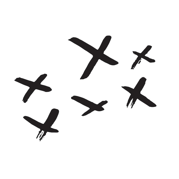 Conjunto de cruces dibujadas a mano aisladas en una ilustración vectorial blanca