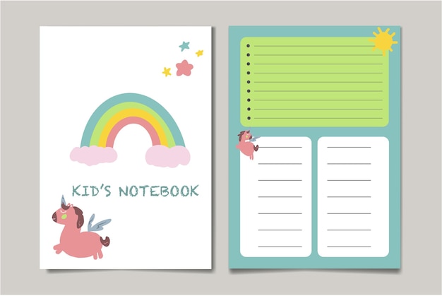 Vector conjunto de cuaderno kid039s