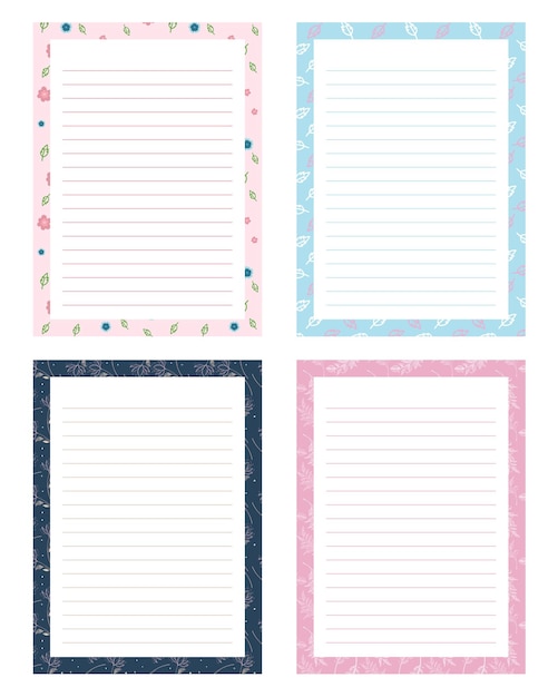 Conjunto de cuadernos y cuadernos de nota imprimibles de color pastel kawaii