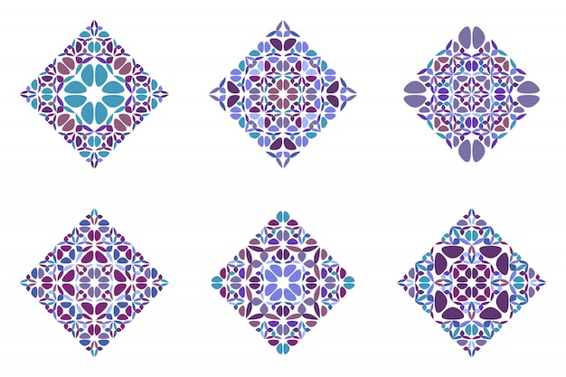 Conjunto cuadrado diagonal de pétalos geométricos abstractos adornados