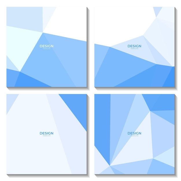 conjunto de cuadrados abstracto fondo geométrico azul y blanco con triángulos