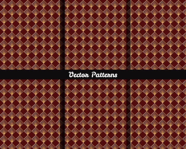 Un conjunto de cuadrados dorados y rojos con las palabras patrones vectoriales en ellos.