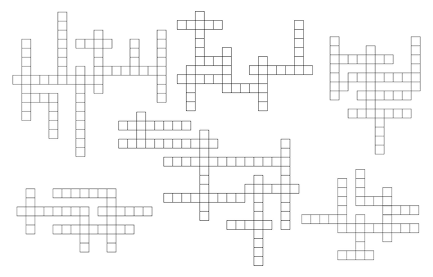 Conjunto de cuadrículas de juego de búsqueda de palabras de acertijo de crucigramas