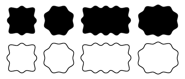 Conjunto de cuadros redondos rectangulares y marcos ovalados con bordes ondulados Formas con bordes ondeados