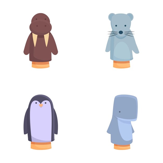 Conjunto de cuatro adorables animales de dibujos animados sobre un fondo blanco