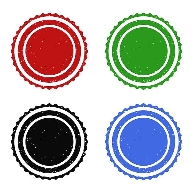 conjunto de cuatro colores diferentes etiqueta de sello vacía diseño vectorial de estilo texturizado