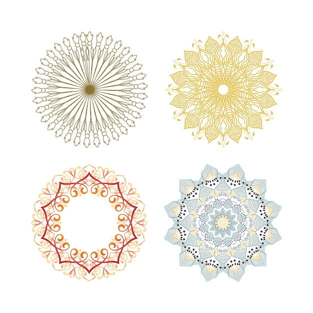 Conjunto de cuatro diseños decorativos de mandalas