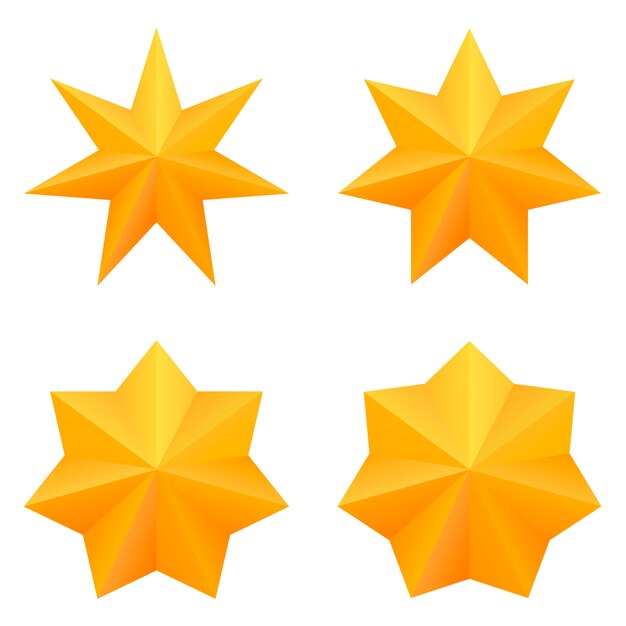 Conjunto de cuatro estrellas doradas de siete puntos.