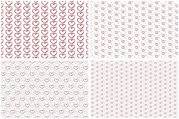 Conjunto de cuatro fondos transparentes con corazones Telón de fondo del día de San Valentín