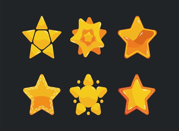 un conjunto de cuatro galletas en forma de estrella con estrellas naranjas y amarillas