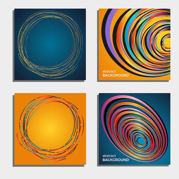 Conjunto de cuatro hermosos fondos abstractos Círculos de luz de flash abstractos Ilustración vectorialxA