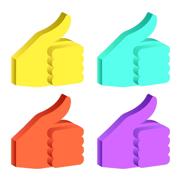 Un conjunto de cuatro íconos de aprobación con diferentes colores