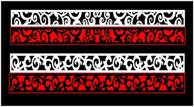 Un conjunto de cuatro paneles con un patrón rojo y blanco que dice árabe.