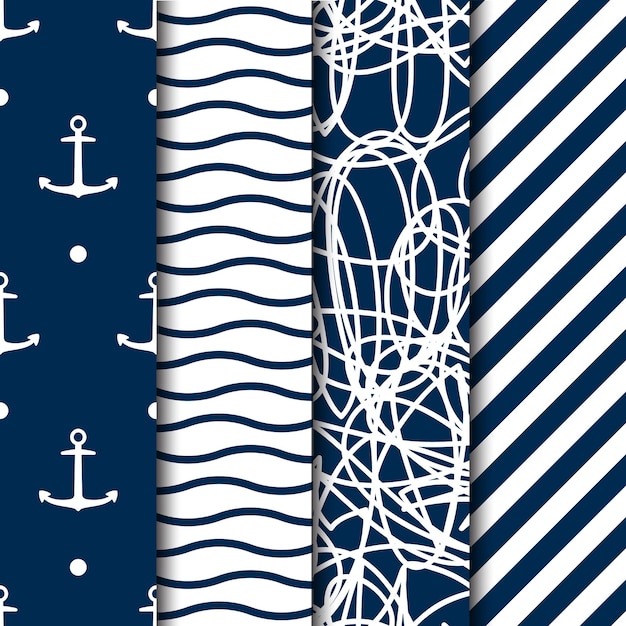 Conjunto de cuatro patrones de estilo de mar transparente de vector