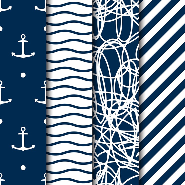 Conjunto de cuatro patrones de estilo de mar transparente de vector