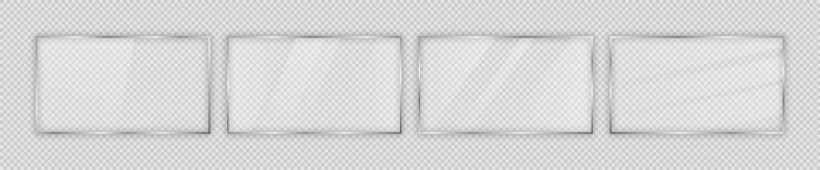 Vector conjunto de cuatro placas de vidrio en marco rectangular aislado sobre fondo transparente ilustración vectorial