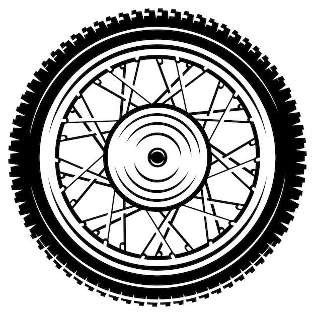 Vector un conjunto de cuatro ruedas con diferentes llantas plantilla para el diseño ilustración vectorial monocromática